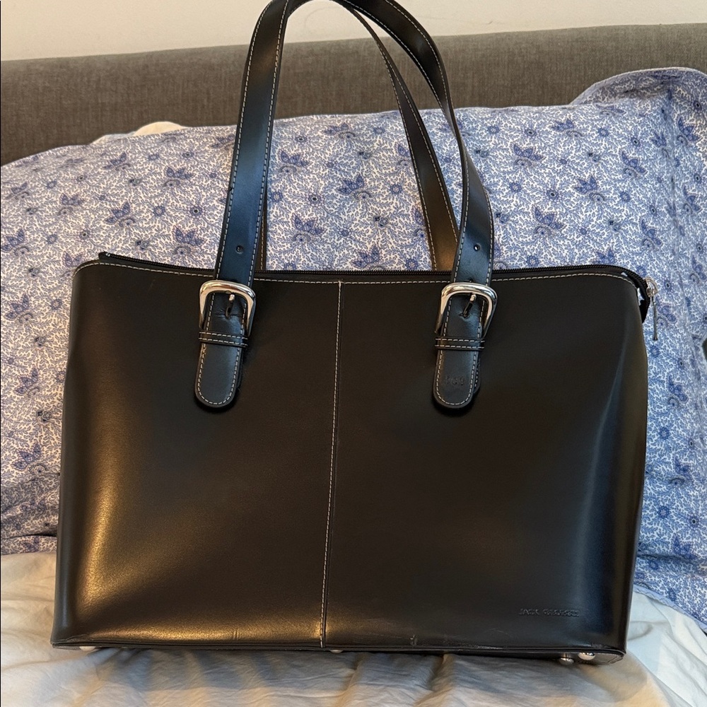 Jack George Black Leather Tote Bag